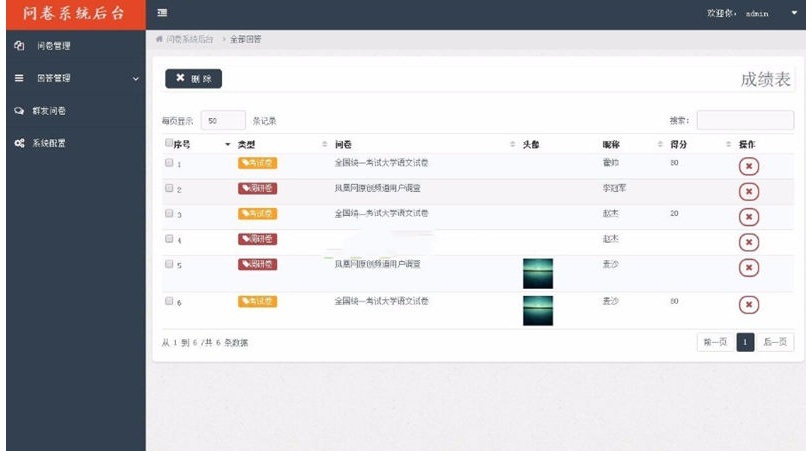 Thinkphp3.2开发的微信问卷学生考试答题 后台管理系统