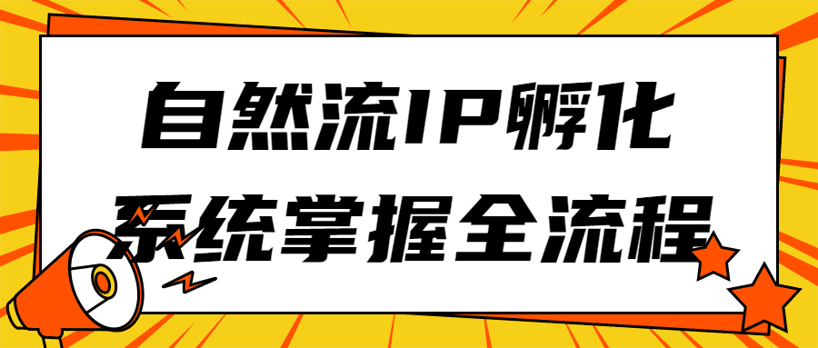 流量课程：自然流IP孵化系统掌握全流程