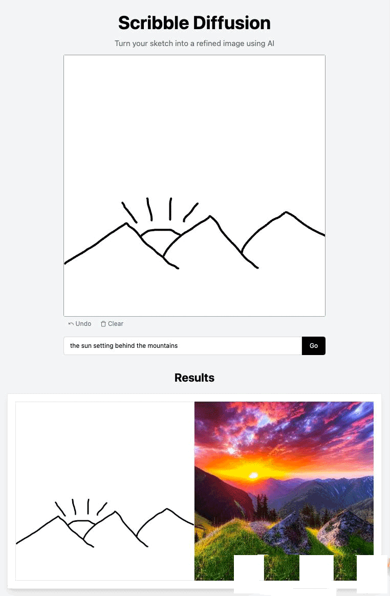 Scribble Diffusion开源涂鸦 AI绘画草图变成精致图像源码