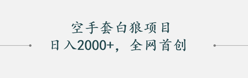 日人2000+全网首创玩法空手套白狼