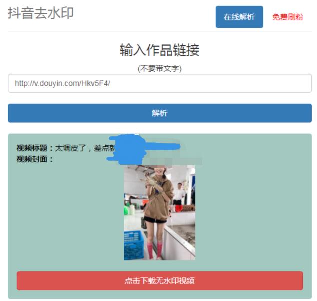 在线抖音去水印网PHP源码