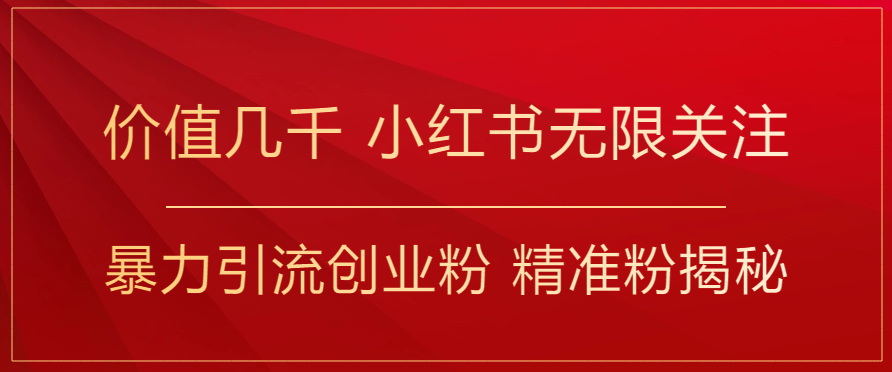 价值几千 小红书无限关注 暴力引流创业粉 精准粉揭秘