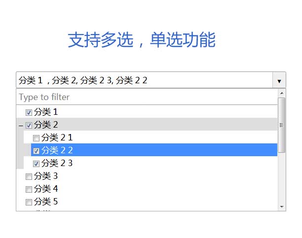 jQuery树形下拉框菜单选择插件