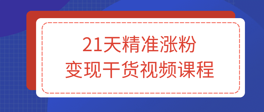 短视频涨粉教程：21天精准涨粉变现干货视频课程