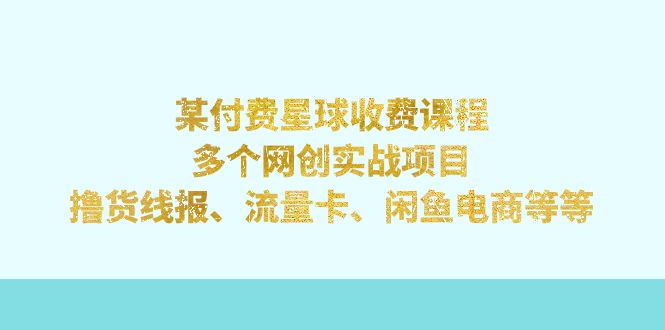 某付费课程：多个网创实战项目，撸货线报、流量卡、闲鱼电商