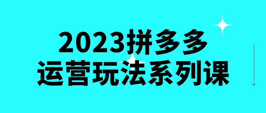 拼多多运营教程：2023拼多多运营玩法系列课