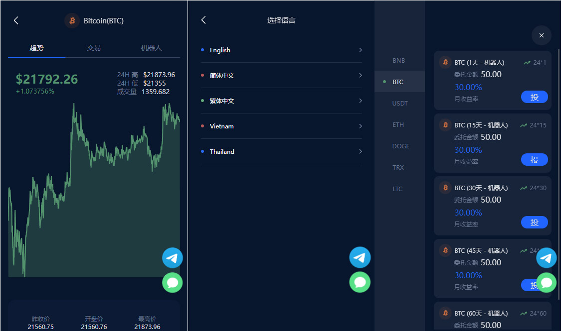 收益理财BTC虚拟币质押定期存币系统源码/加密货币机器人量化交易系统/5国语言/内附搭建教程插图5