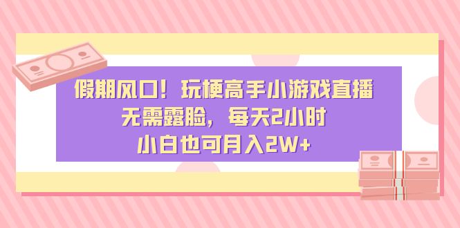 玩梗高手小游戏直播无需露脸每天2小时小白也可月入2W+