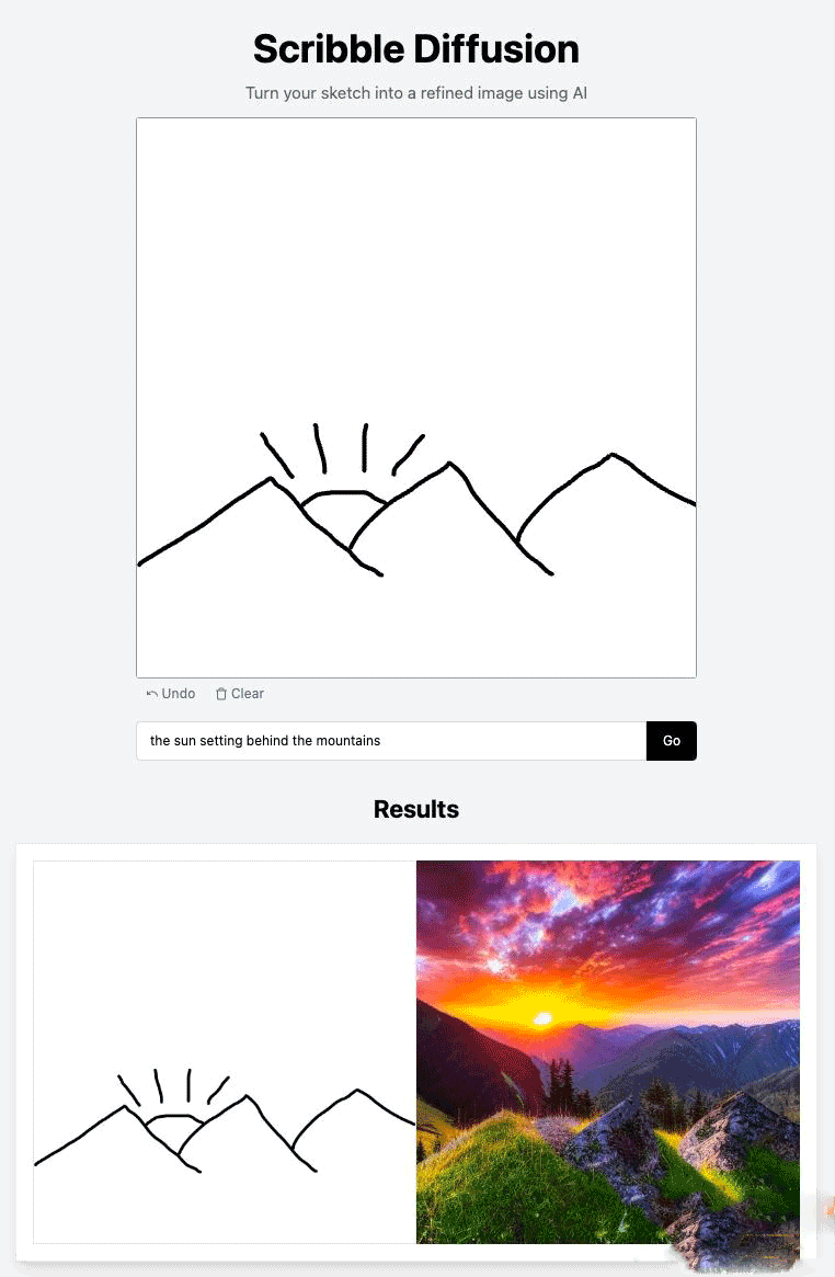 Scribble Diffusion 开源涂鸦 AI 绘画草图变成精致图像源码