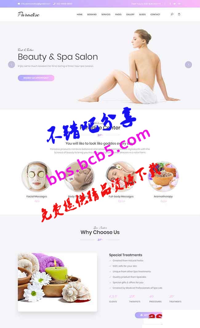 HTML英文紫色女性美容网站模板源码