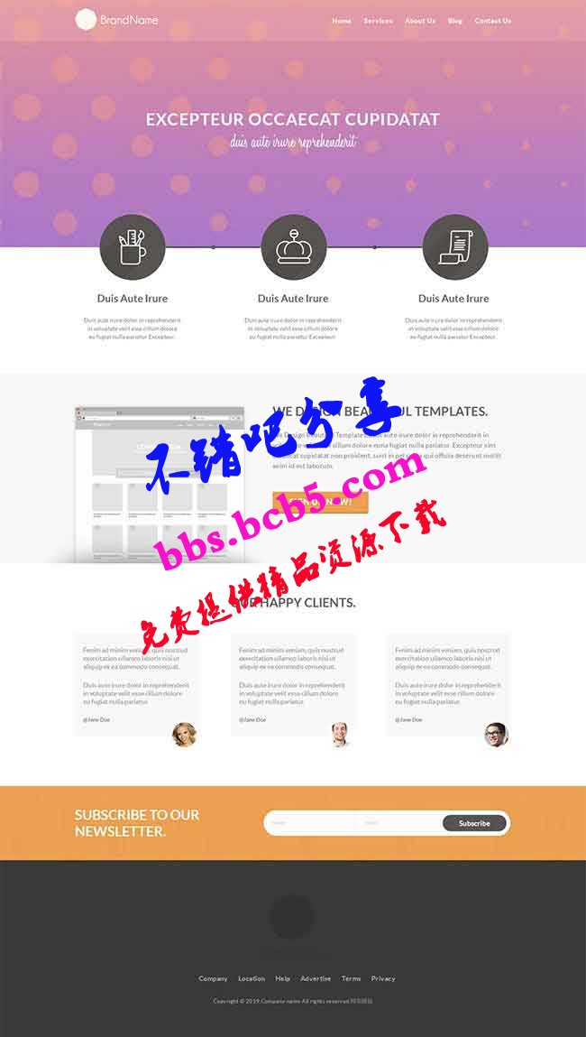 HTML5淡黄色企业品牌专题网站模板