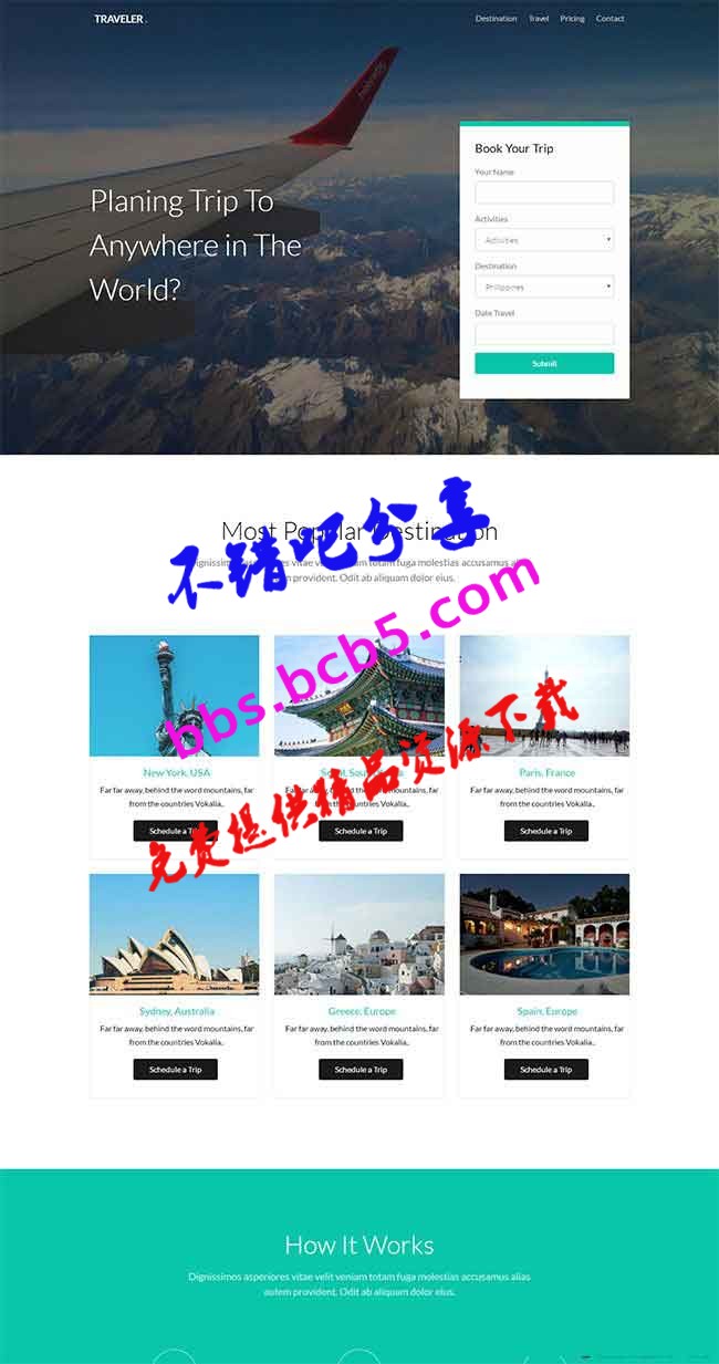 HTML5国外旅游线路网站模板|旅游公司网站模板下载