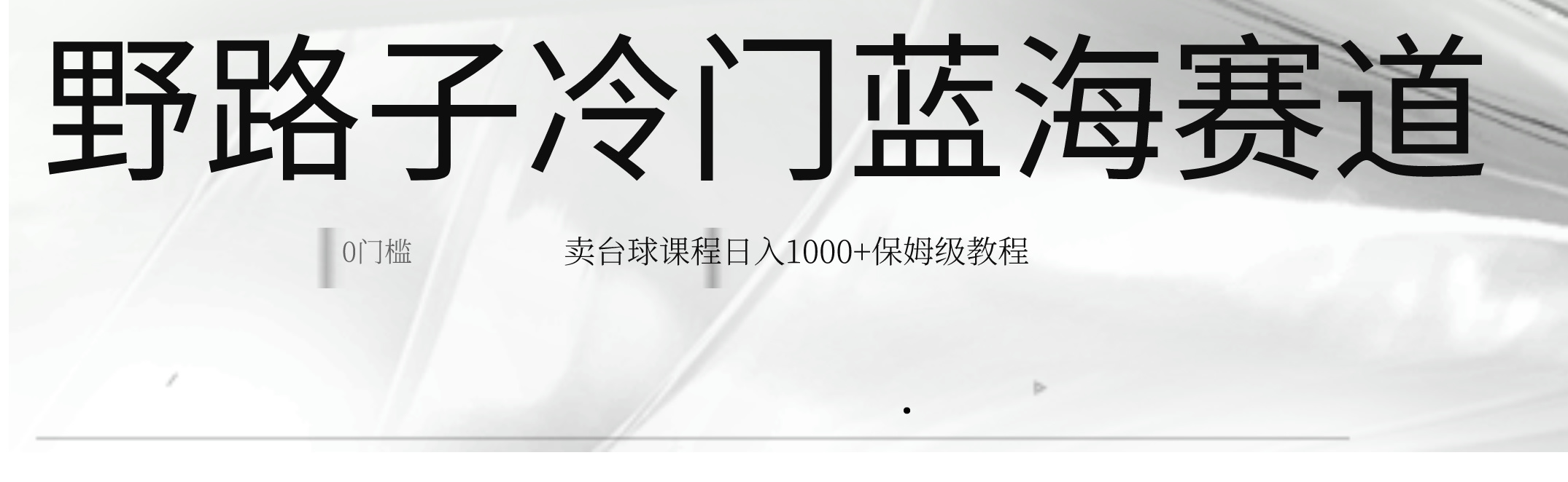 超级蓝海冷门暴利野路子赛道：卖台球课程日入1000+