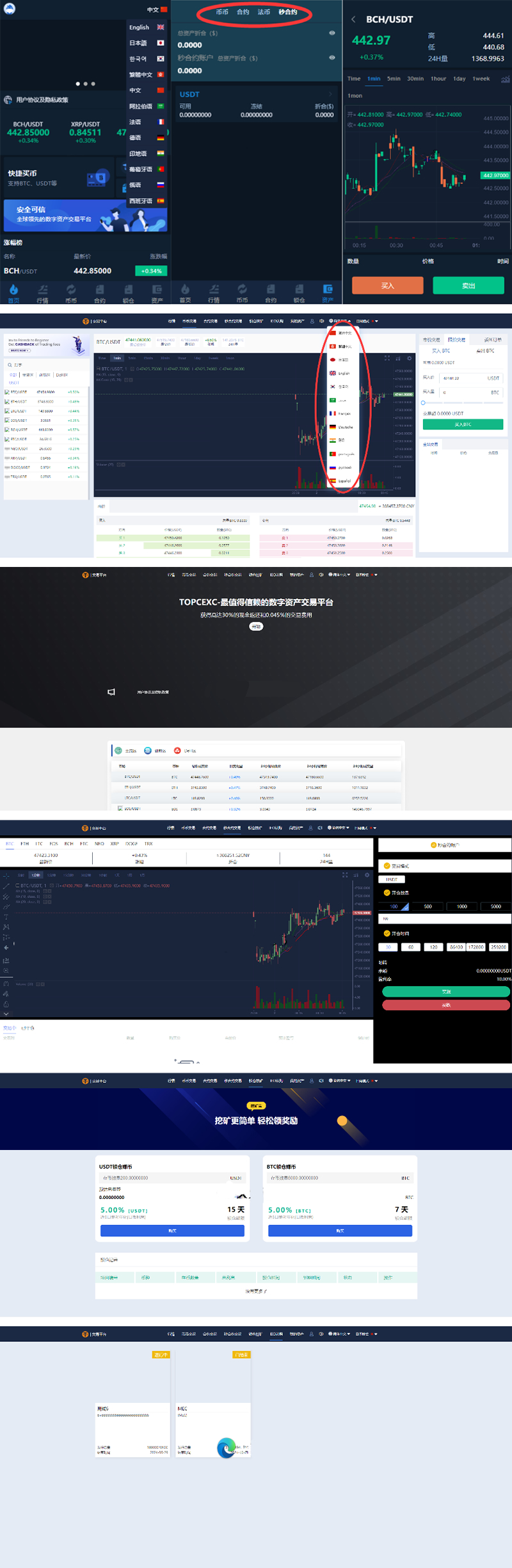 多语言交易所/12国语言/秒合约/申购/锁仓/K线完整/脚本最全/日夜模式