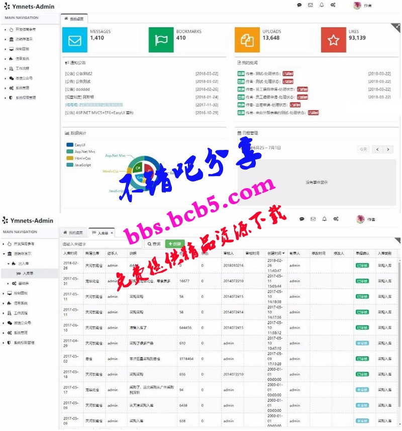 ASP.NET MVC5+EF6后台管理系统 Ymnets快速开发框架源码 带工作流，带部署文档+数据字典