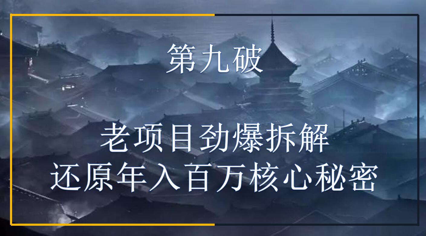 老项目劲爆拆解还原年入百万核心秘密